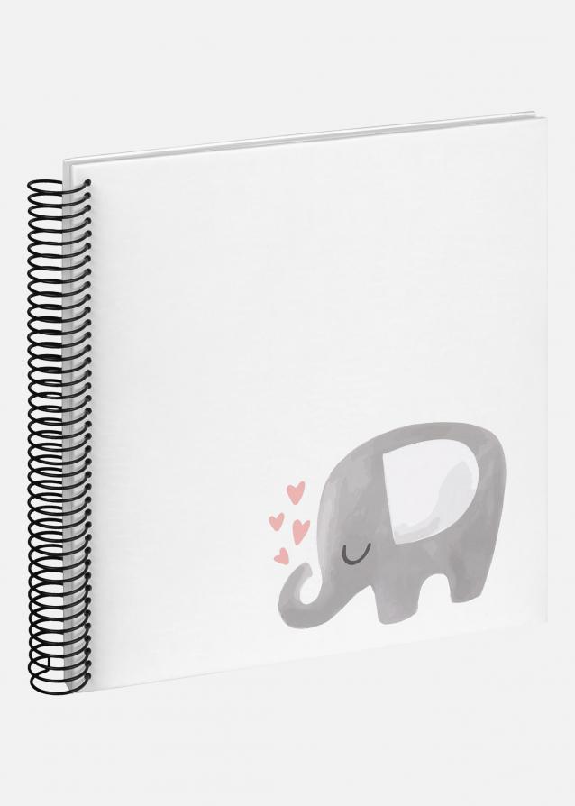 Baby Elephant Hearting Spiralalbum Hvid - 24x24 cm (40 Hvide sider / 20 ark)