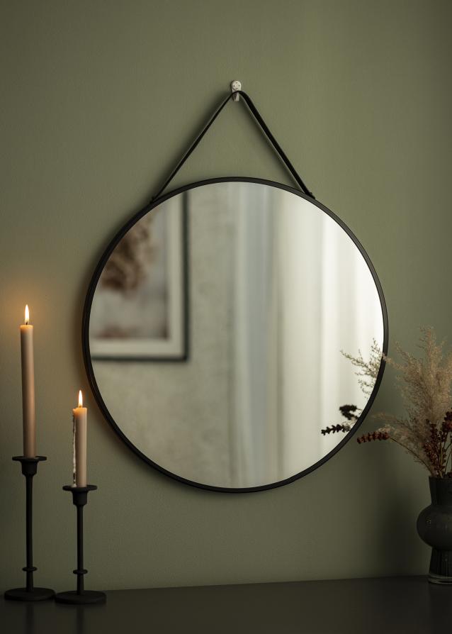 Spejl Trapani Sort 60 cm Ø