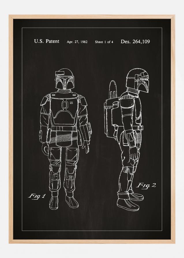 Patenttegning - Star Wars - Boba Fett - Sort Plakat