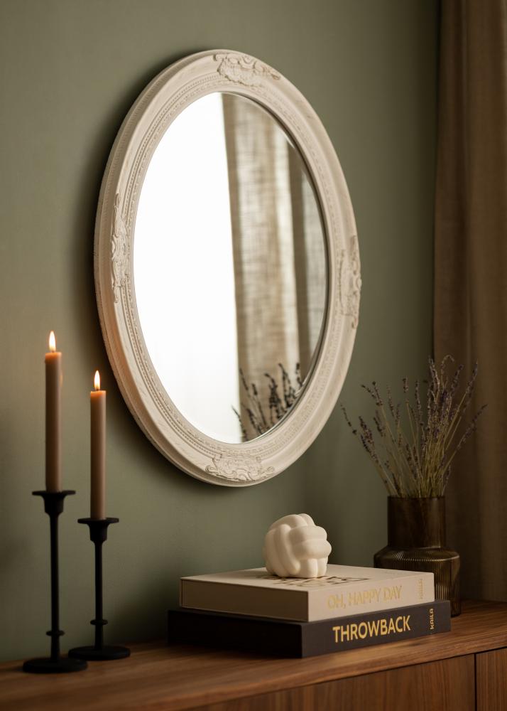 Spejl Antique Hvid Oval 63x73 cm