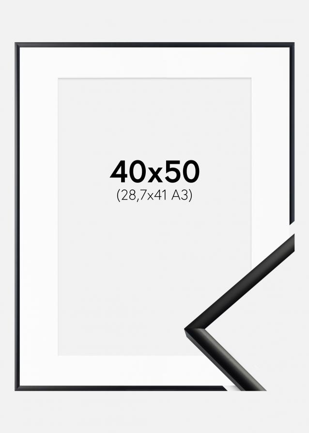 Ramme New Lifestyle Mat Sort 40x50 cm - Passepartout Hvid 29,7x42 cm (A3)