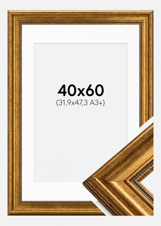 Ramme Rokoko Guld 40x60 cm - Passepartout Hvid 32,9x48,3 cm (A3+)