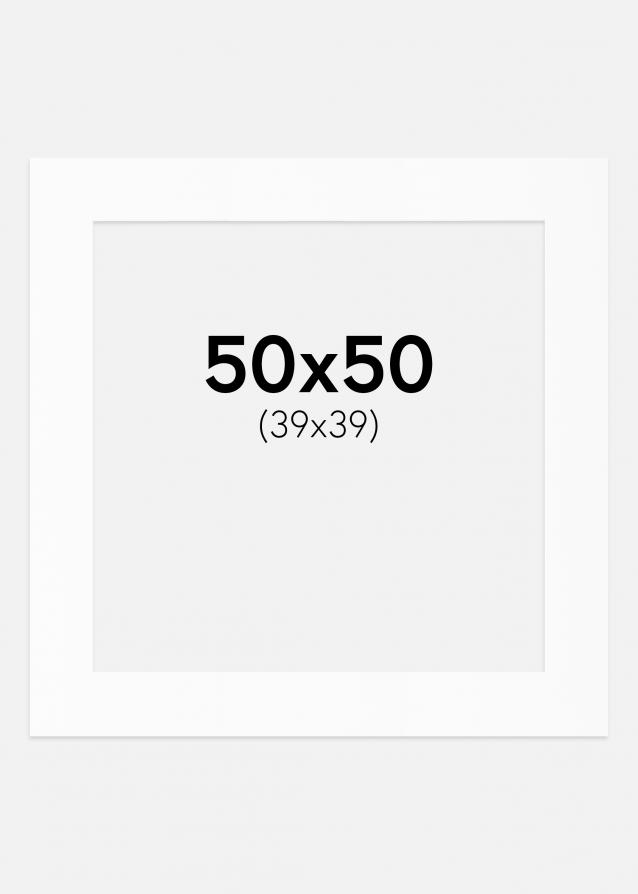 Passepartout Hvid Standard (Hvid kerne) 50x50 cm (39x39)