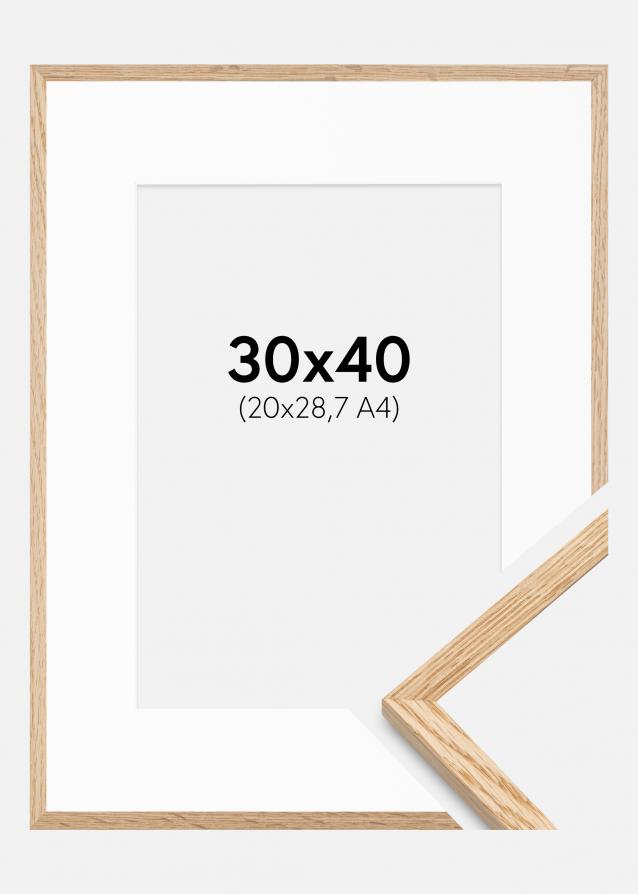 Ramme Tynd Eg 30x40 cm - Passepartout Hvid 21x29,7 cm (A4)