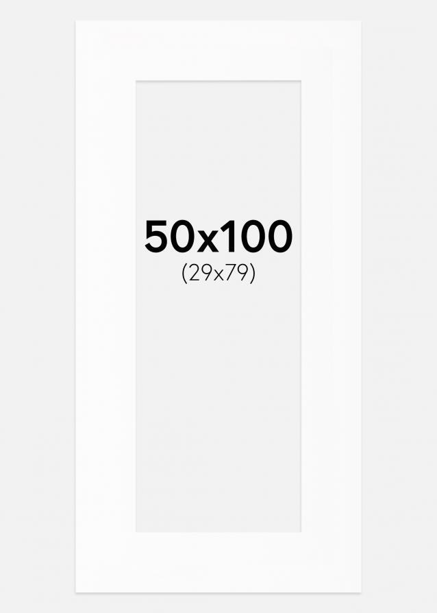 Passepartout Hvid Standard (Hvid kerne) 50x100 cm (29x79)