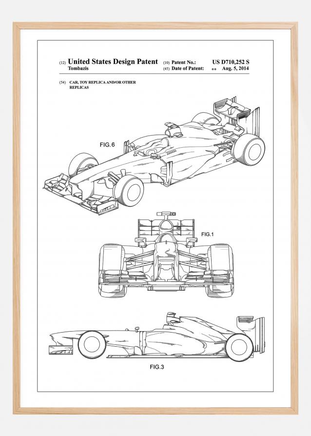 Patent Print - Formula 1 Racing Car - White Plakat