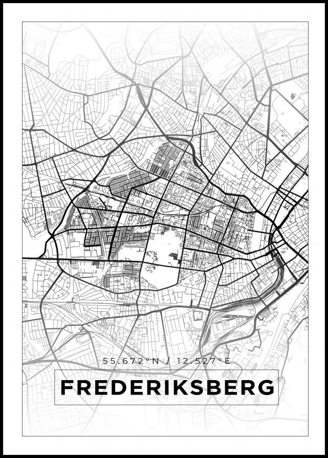 Kort - Frederiksberg - Hvid Plakat