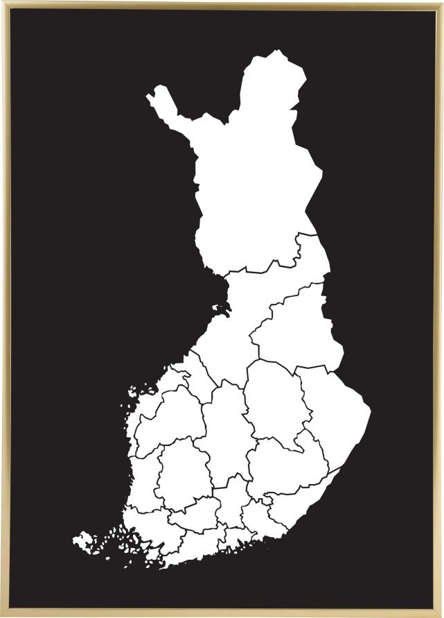 Kort - Finland - Hvid Plakat