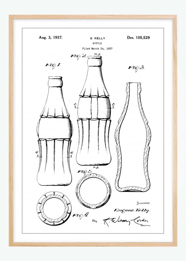 Patenttegning - Coca Cola-flaska Plakat