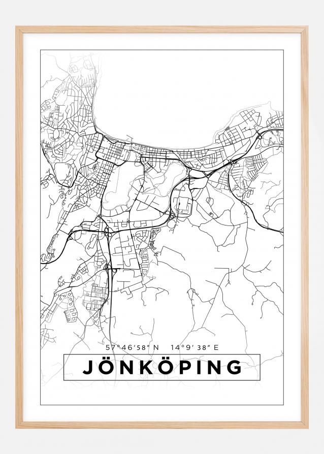 Kort - Jönköping - Hvid Plakat