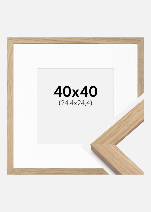 Ramme Oak Wood 40x40 cm - Passepartout Hvid 10x10 inches