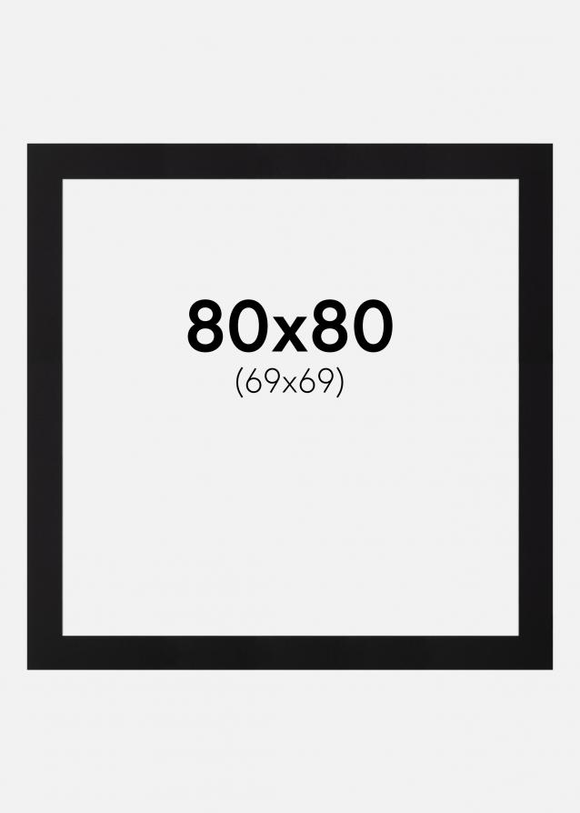 Passepartout Sort Standard (Hvid Kerne) 80x80 cm (69x69)