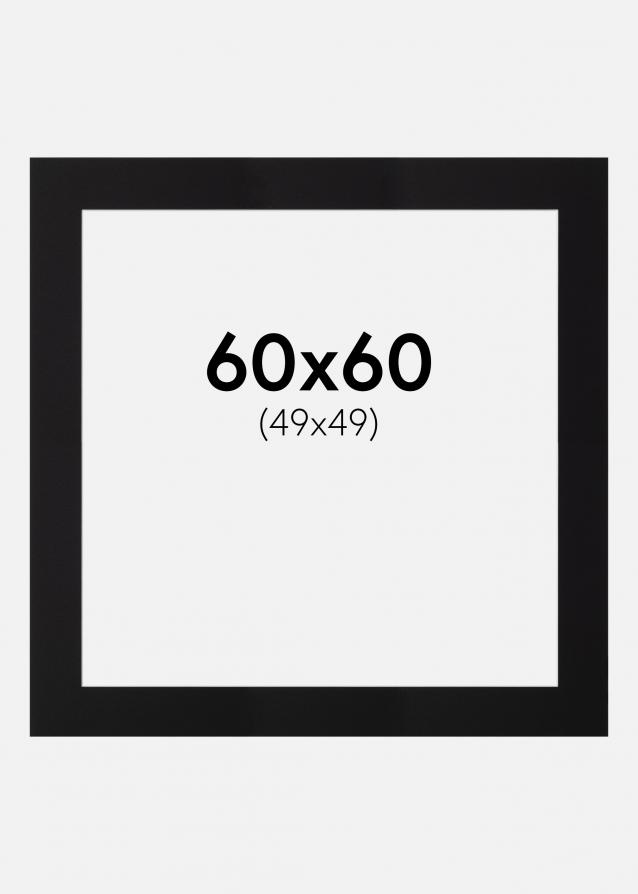 Passepartout Sort Standard (Hvid kerne) 60x60 cm (49x49)