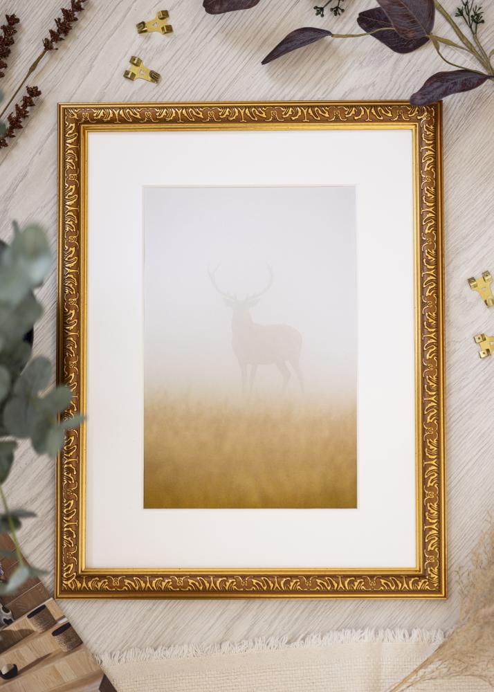 Ramme Swirl Guld 50x70 cm - Passepartout Hvid 40x60 cm