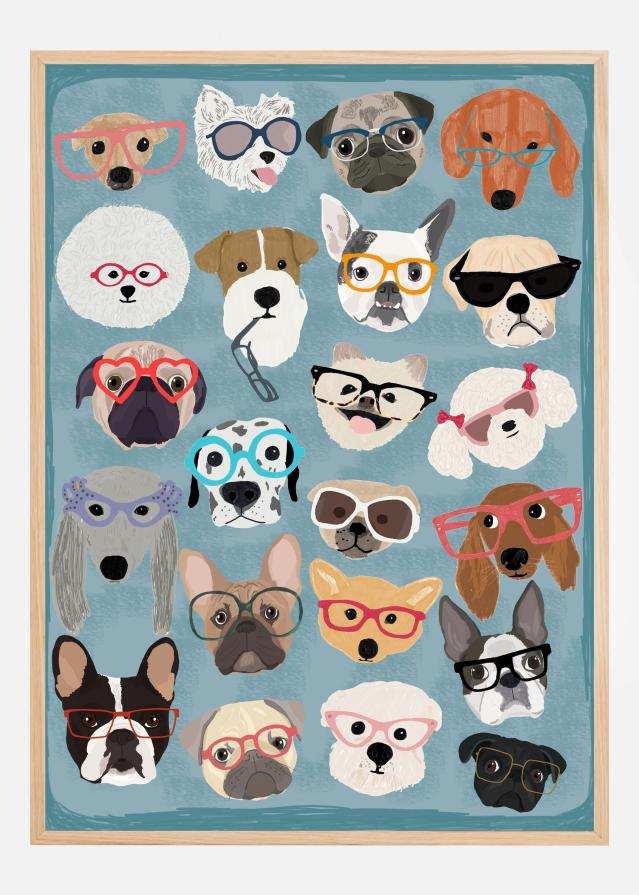 Puzzle Dogs In Glasses Plakat