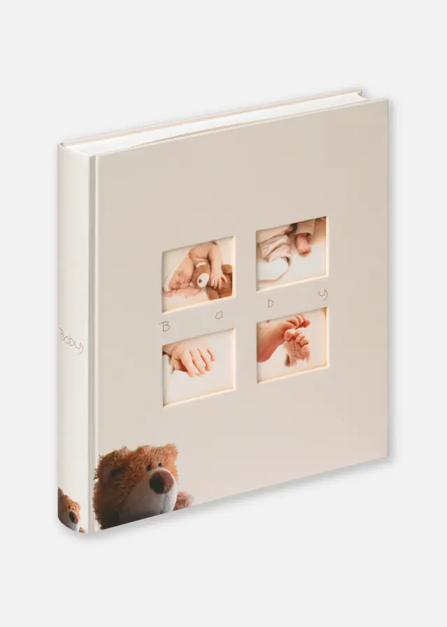 Classic Bear Børnealbum Creme - 28x30,5 cm (60 Hvide sider / 30 blade)