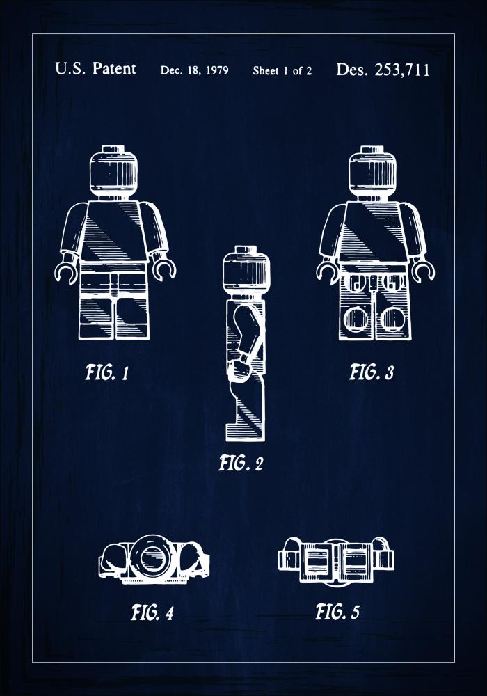 Patenttegning - Lego I - Blå Plakat