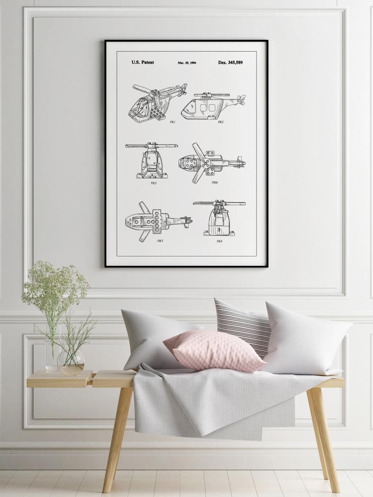 Patent Print - Lego Helicopter - White Plakat