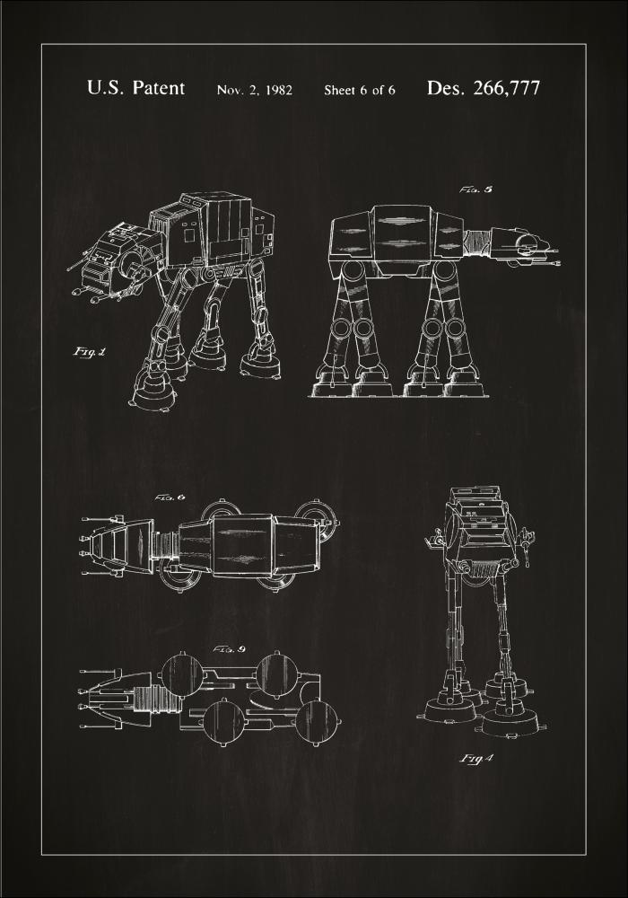 Patenttegning - Star Wars - Walker - Sort Plakat