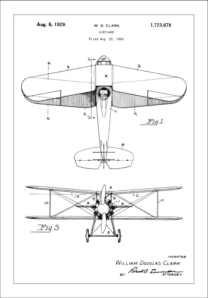 Patenttegning - Fly - Hvid Plakat