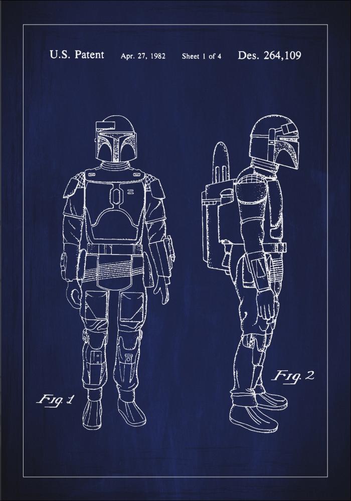 Patenttegning - Star Wars - Boba Fett - Blå Plakat