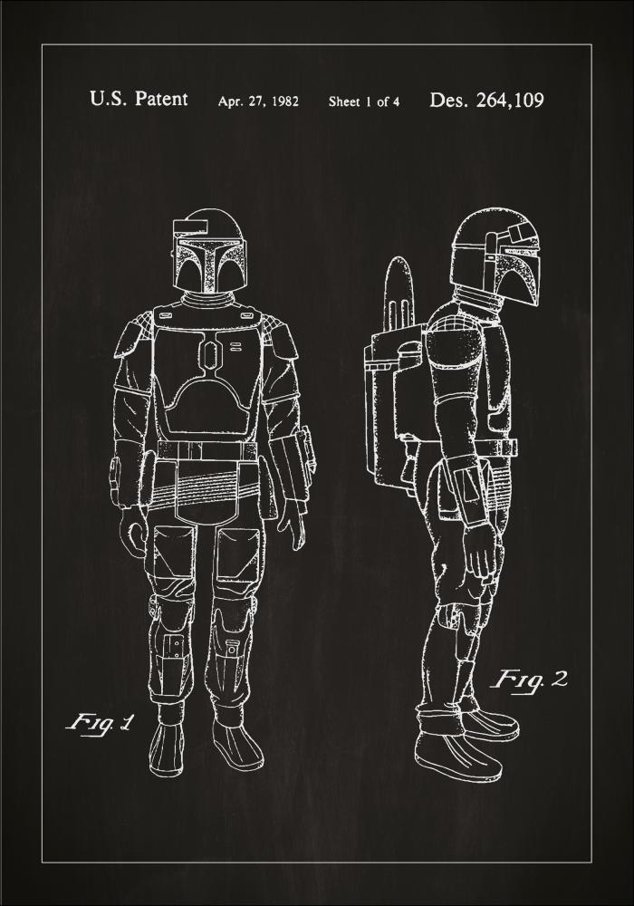 Patenttegning - Star Wars - Boba Fett - Sort Plakat