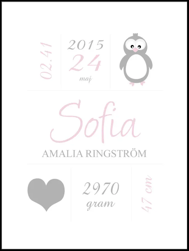 Penguin Birth Poster Pink