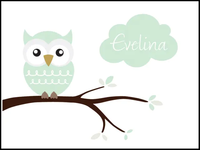 Owl Name Poster Light Green