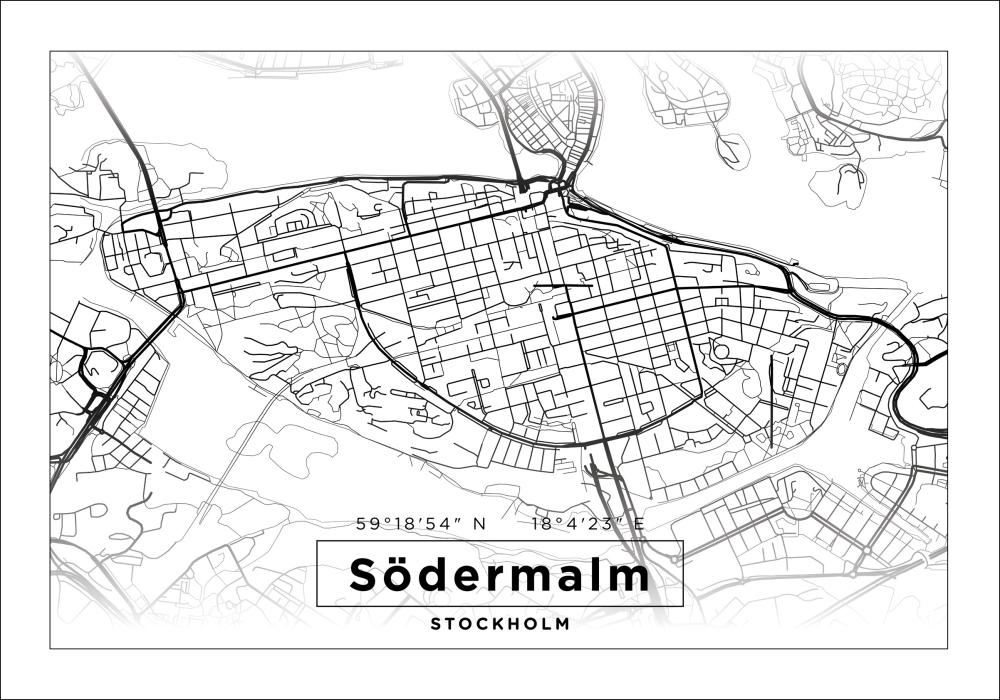 Kort - Södermalm - Hvid Plakat