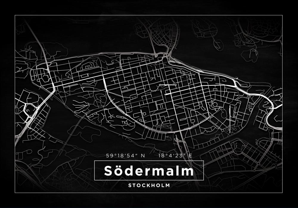 Kort - Södermalm - Sort Plakat