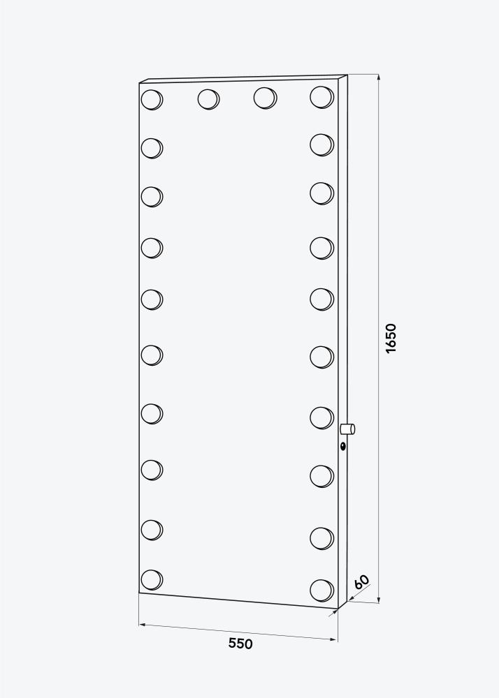 KAILA Spejl Tall LED Sort 55x165 cm