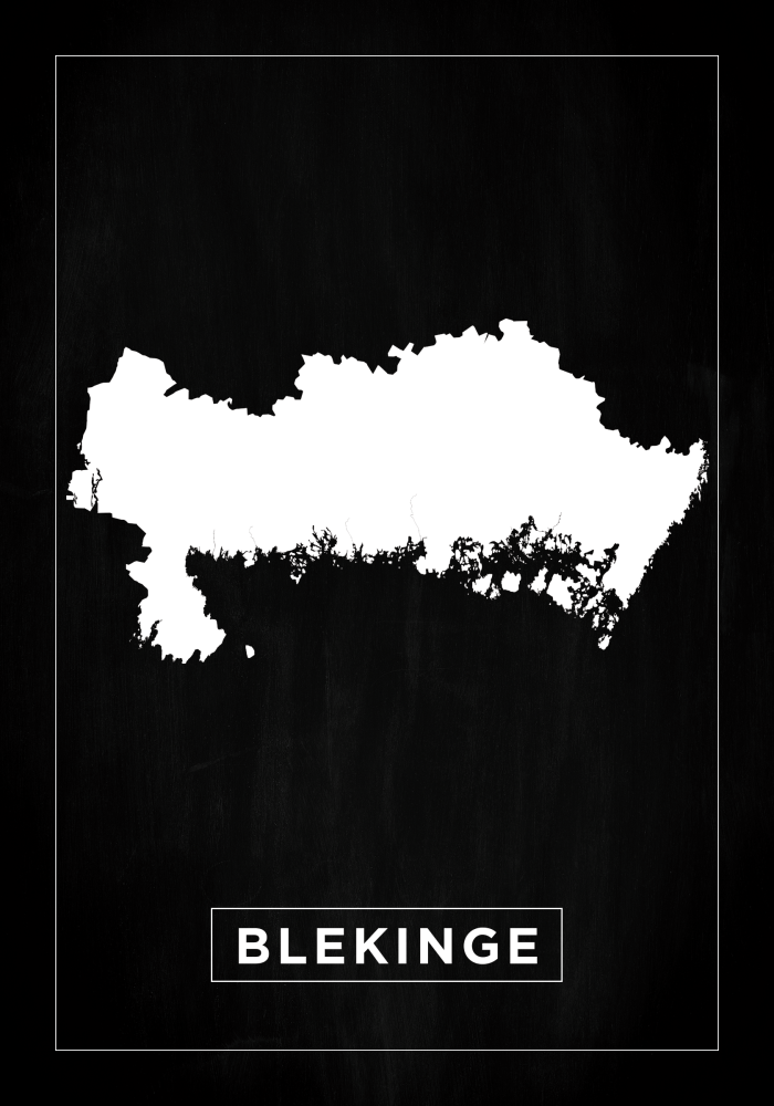 Kort - Blekinge - Sort Plakat