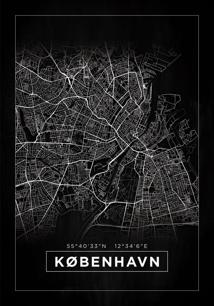 Kort - København - Sort Plakat