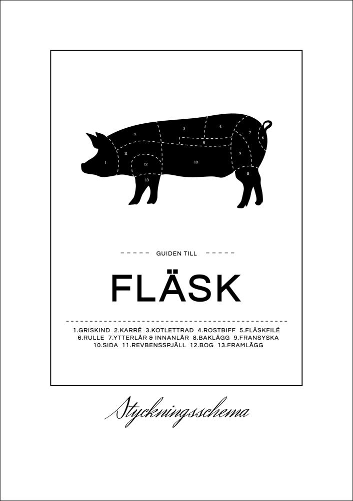 Skæringsskema flæsk Plakat