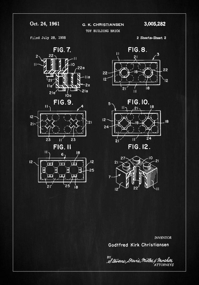 Patent Print - Lego Block II - Black Plakat