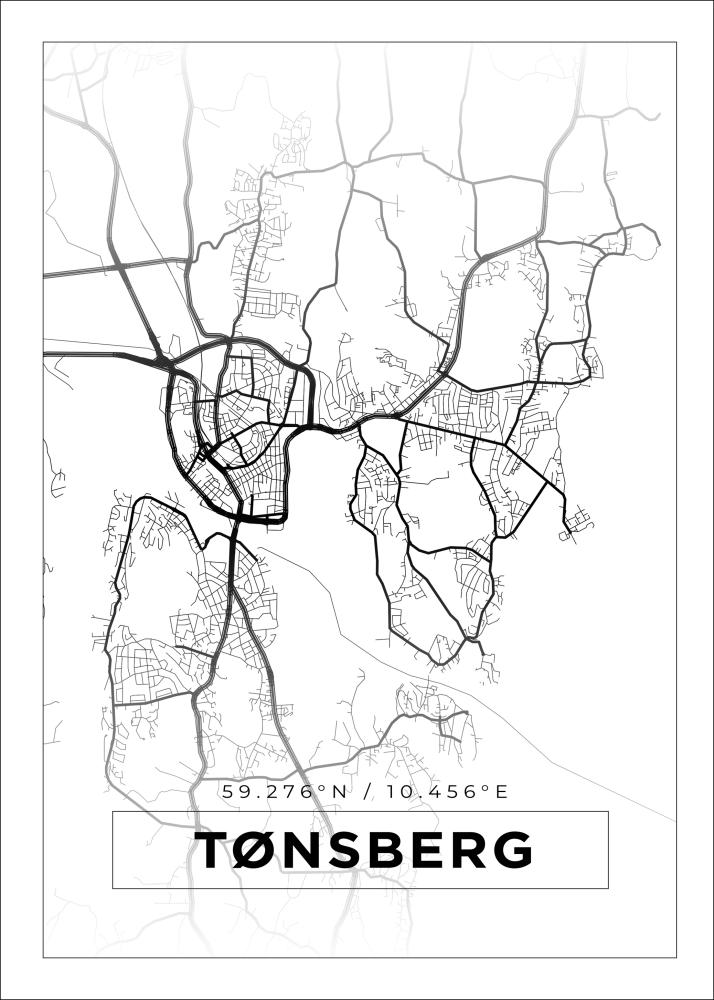 Kort - Tønsberg - Hvid Plakat