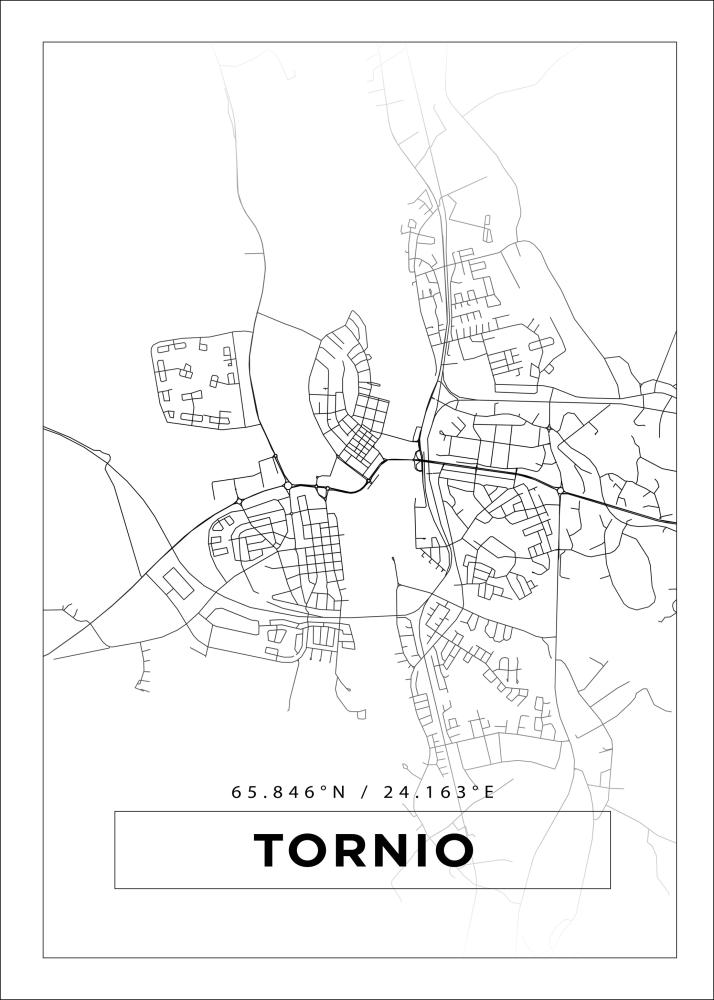 Kort - Tornio - Hvid Plakat