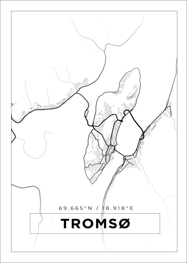 Kort - Tromsø - Hvid Plakat