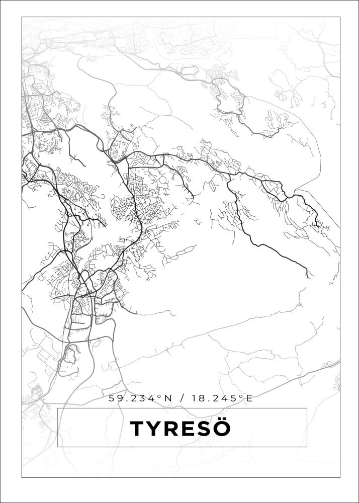 Kort - Tyresö - Hvid Plakat