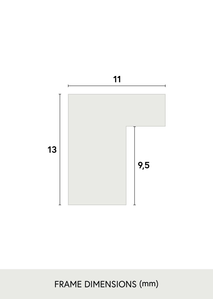 Ramme Tynd Eg 13x18 cm - Passepartout Hvid 3,5x5 inches