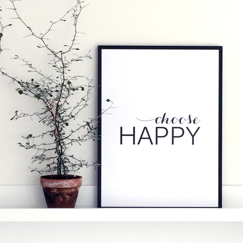 Choose happy - Sort Plakat