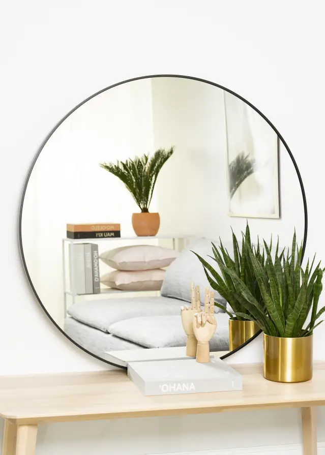 KAILA Round Mirror - Edge Black 100 cm Ø