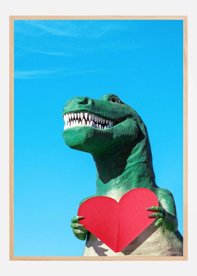 Tyrannosaurus Rex with a Red Paper Heart Plakat