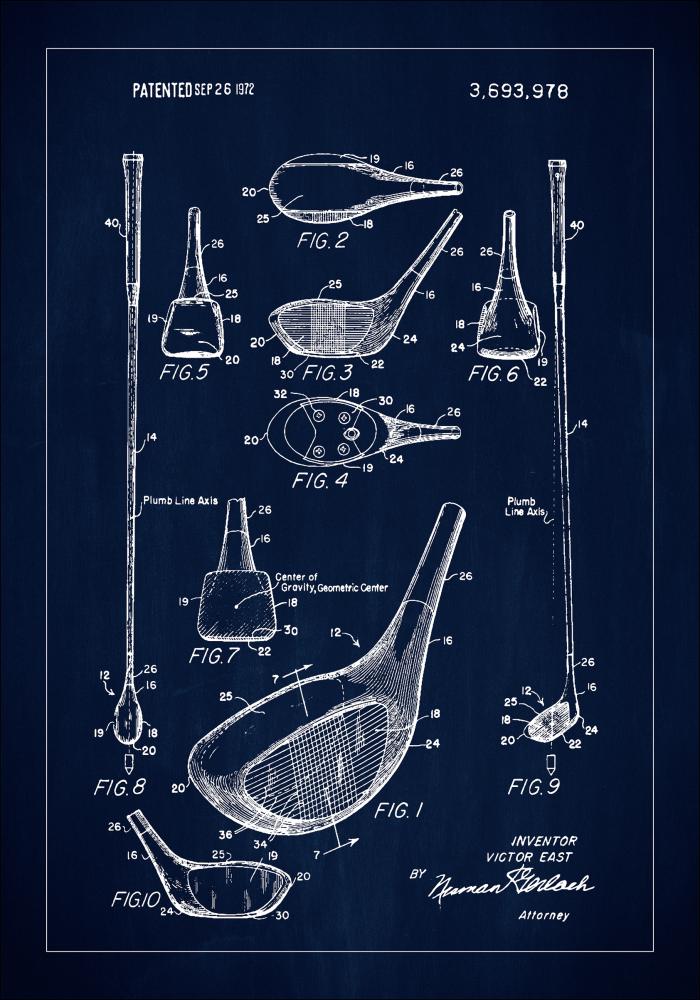 Patent Print - Golf Club - Blue Plakat