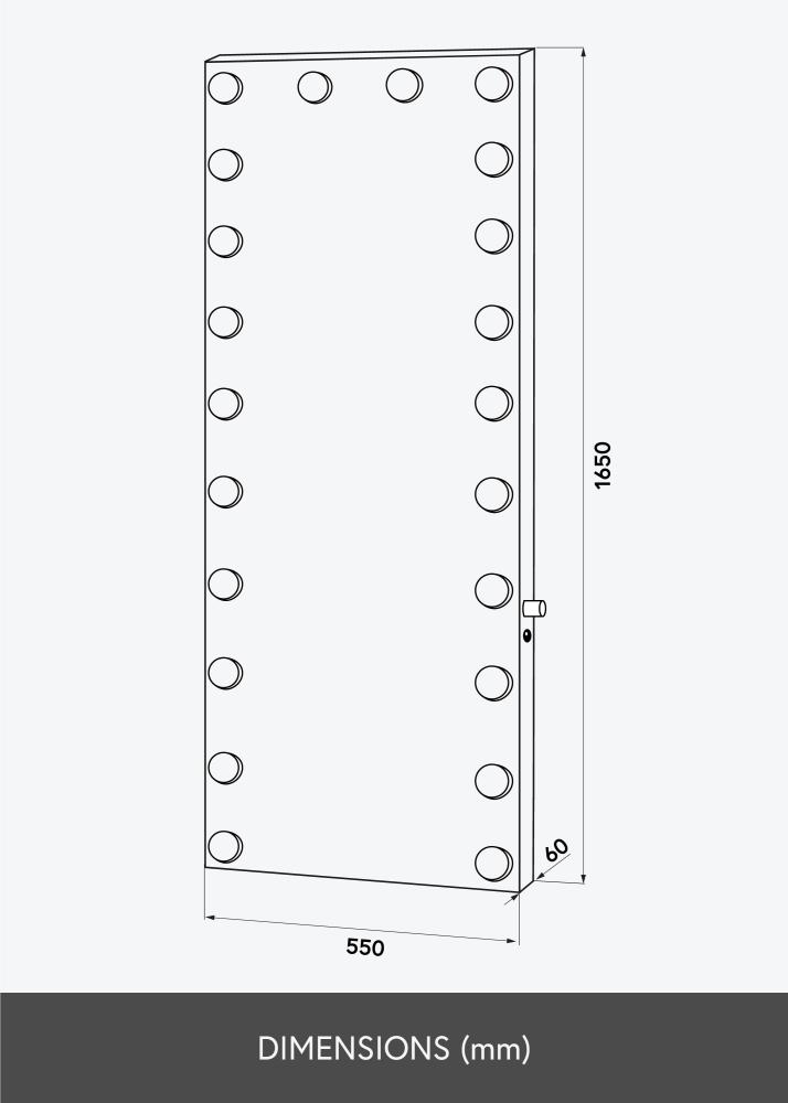 KAILA Spejl Tall LED Sølv 55x165 cm