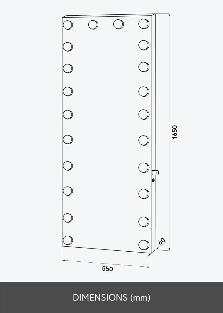 KAILA Spejl Tall LED Sort 55x165 cm