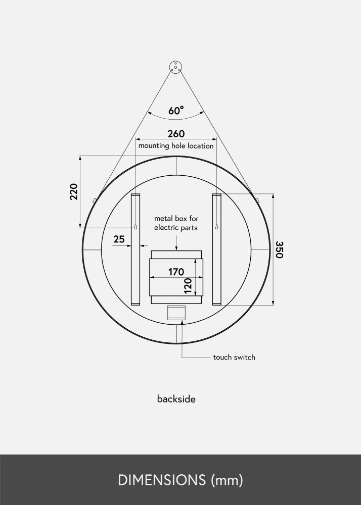 KAILA Spejl Belt LED Guld 60 cm Ø