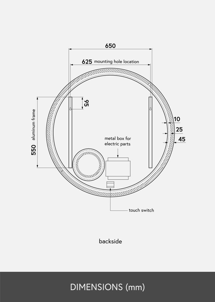 KAILA Spejl Circular Magnifying LED 100 cm Ø