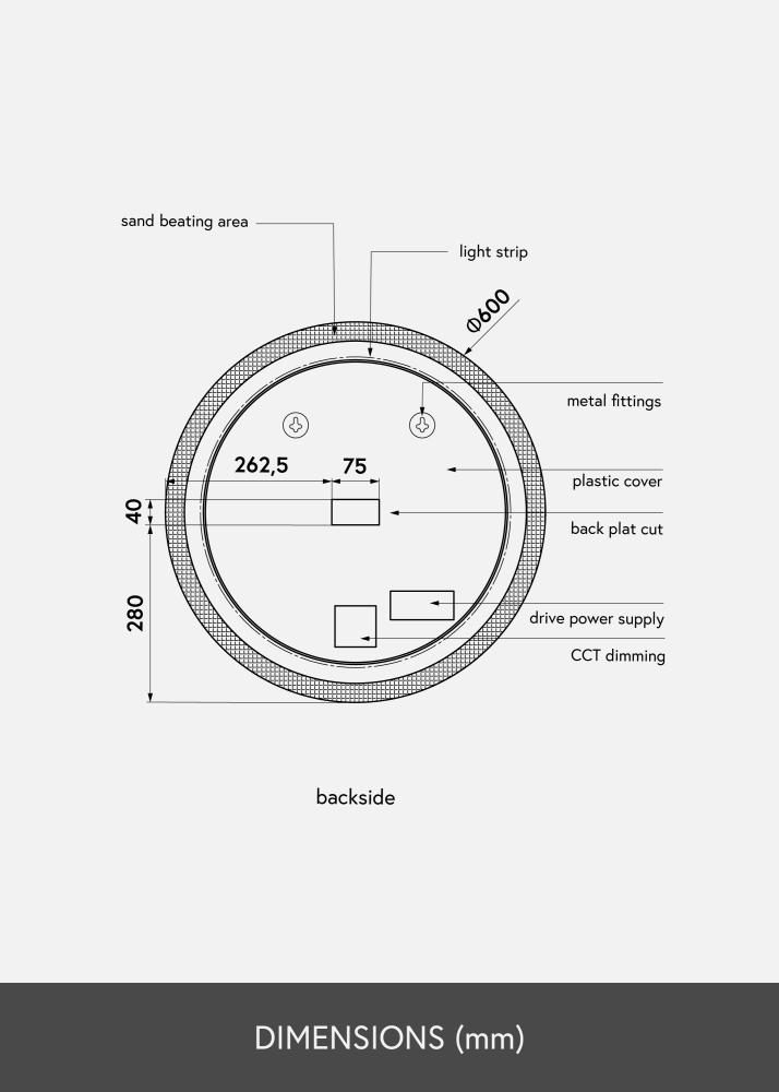 KAILA Spejl Circular LED 60 cm Ø