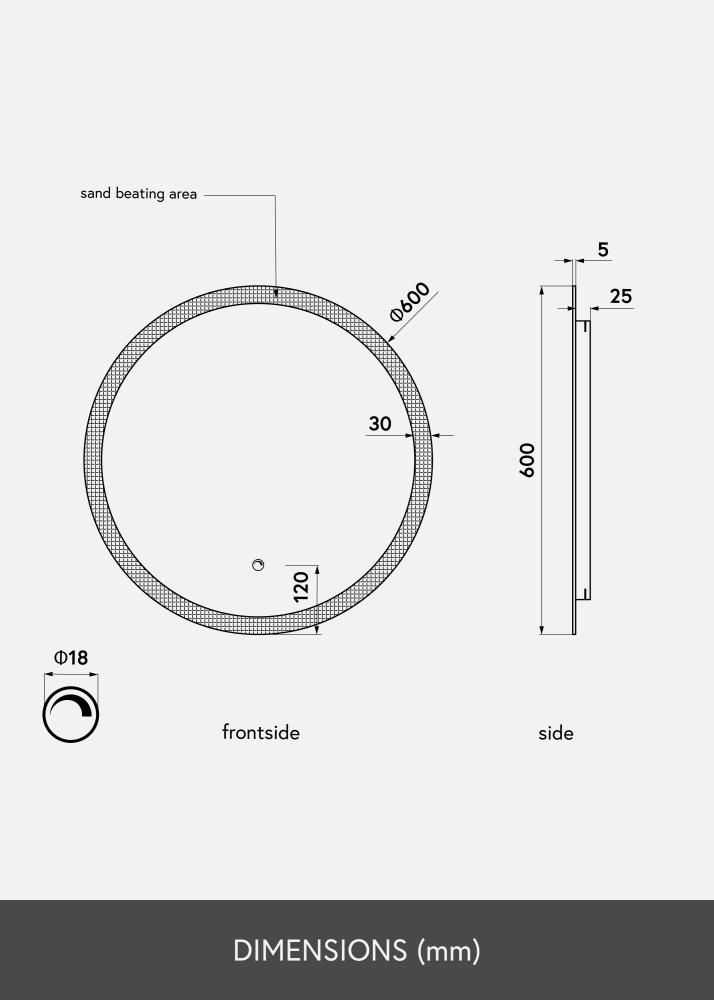 KAILA Spejl Circular LED 60 cm Ø